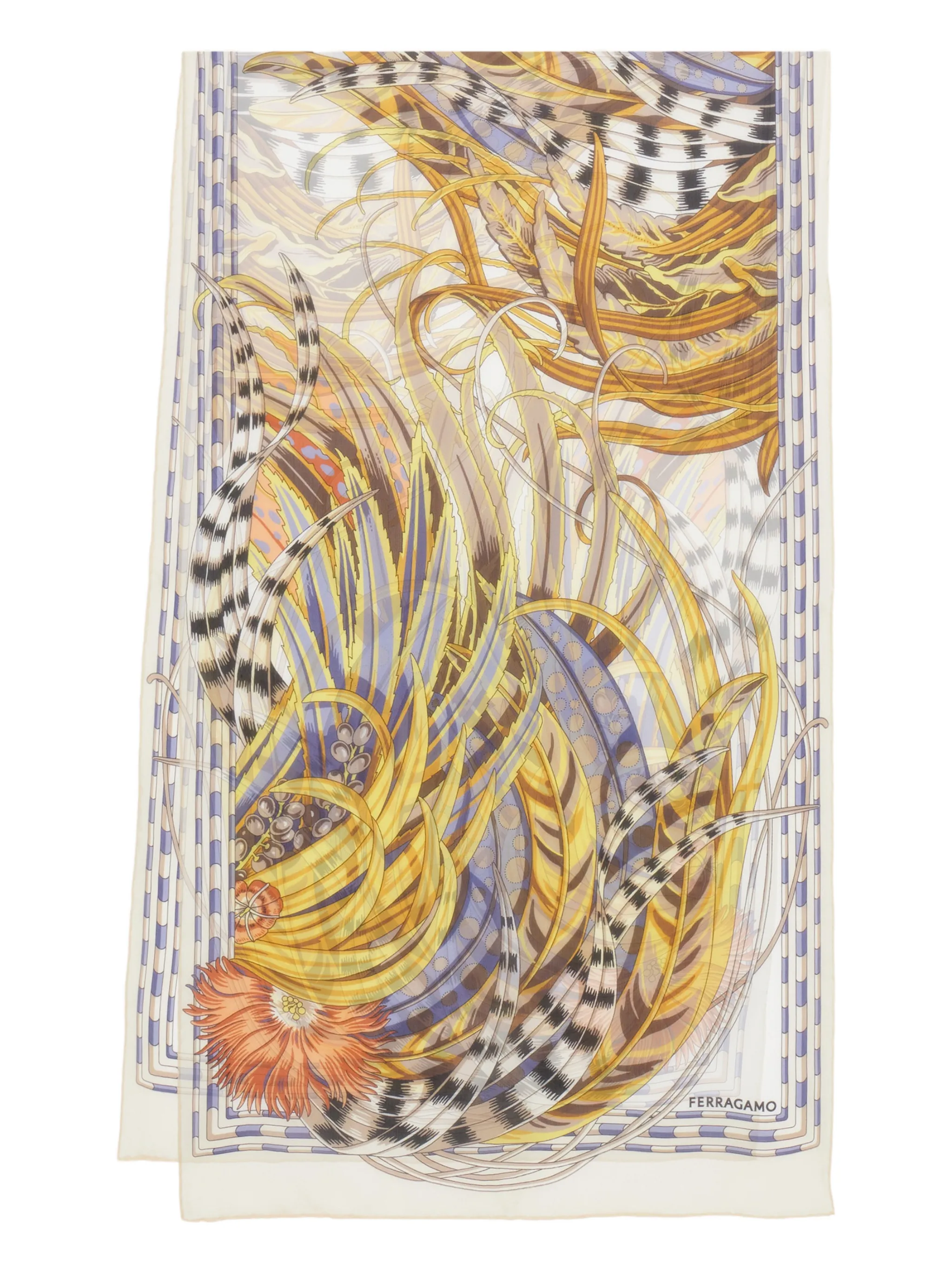 Шелковый платок с принтом Ferragamo, белый
Шелковый платок с принтом Ferragamo, белый