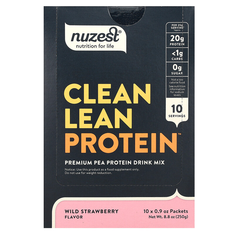 Nuzest, чистый нежирный протеин, со вкусом лесной клубники, 10 пакетиков по 25 г (0,9 унции) 
Nuzest, чистый нежирный протеин, со вкусом лесной клубники, 10 пакетиков по 25 г (0,9 унции)