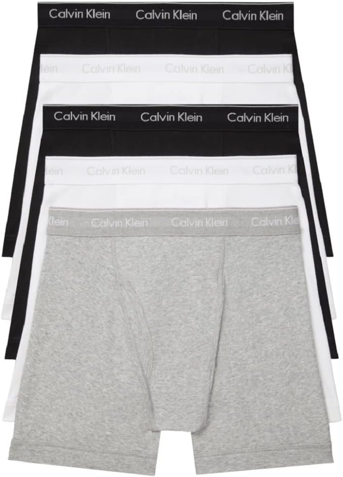 Комплект из 5 мужских трусов-боксеров Calvin Klein из хлопка и эластичного материала, 2 Black, 2 White, 1 Grey Heather
Комплект из 5 мужских трусов-боксеров Calvin Klein из хлопка и эластичного материала, 2 Black, 2 White, 1 Grey Heather