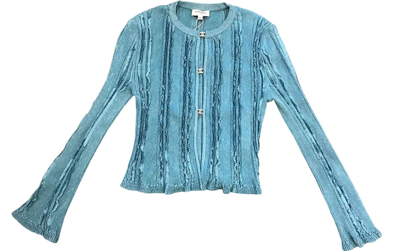 Кардиган женский Chanel на пуговицах, синий 
Кардиган женский Chanel на пуговицах, синий