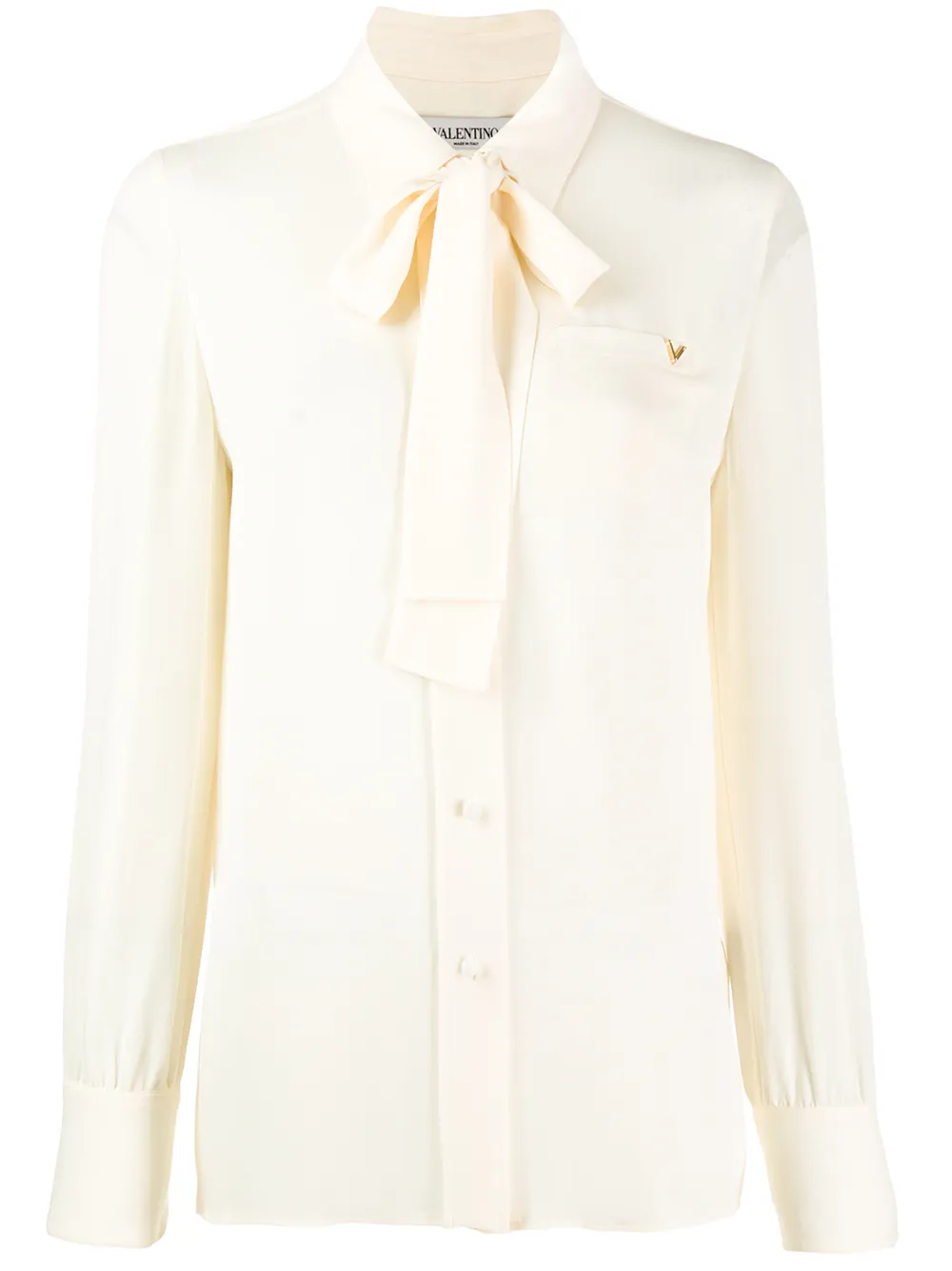 Блузка с бантом и декором V VALENTINO GARAVANI, нейтральный 
Блузка с бантом и декором V VALENTINO GARAVANI, нейтральный