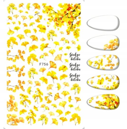 Наклейки для украшения ногтей с узорами гинкго F-756, Frezarkowo
Наклейки для украшения ногтей с узорами гинкго F-756, Frezarkowo