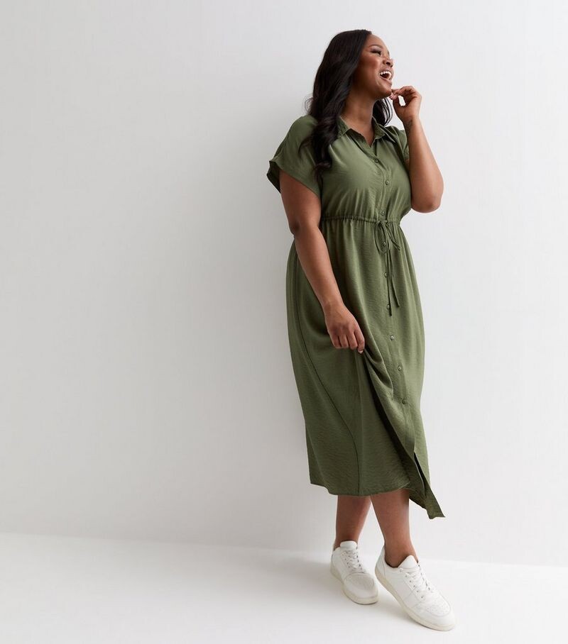 Платье-рубашка миди цвета хаки с короткими рукавами и кулиской Curves New Look, хаки
Платье-рубашка миди цвета хаки с короткими рукавами и кулиской Curves New Look, хаки