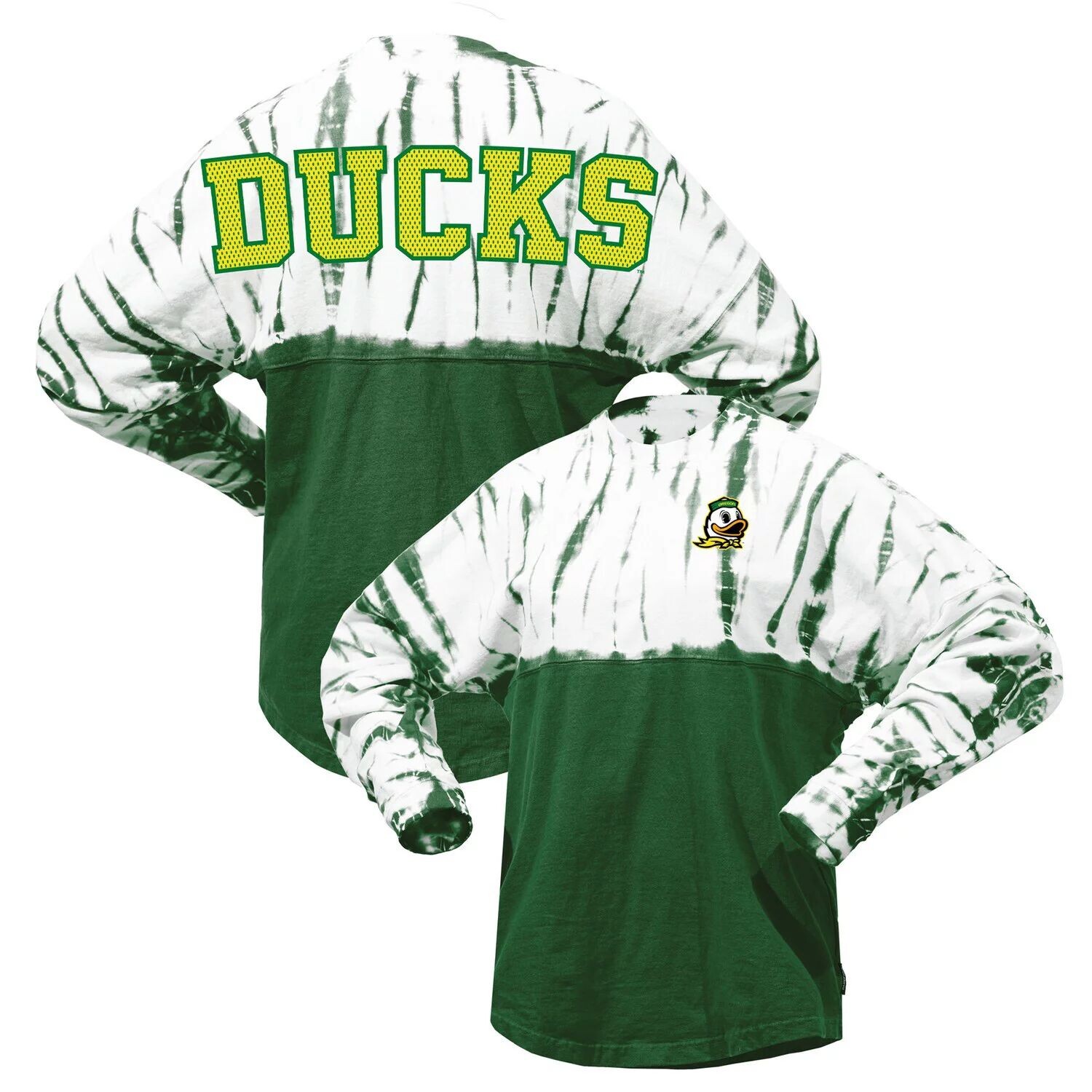 Женская трикотажная футболка с длинными рукавами и принтом тай-дай Oregon Ducks Green
Женская трикотажная футболка с длинными рукавами и принтом тай-дай Oregon Ducks Green
