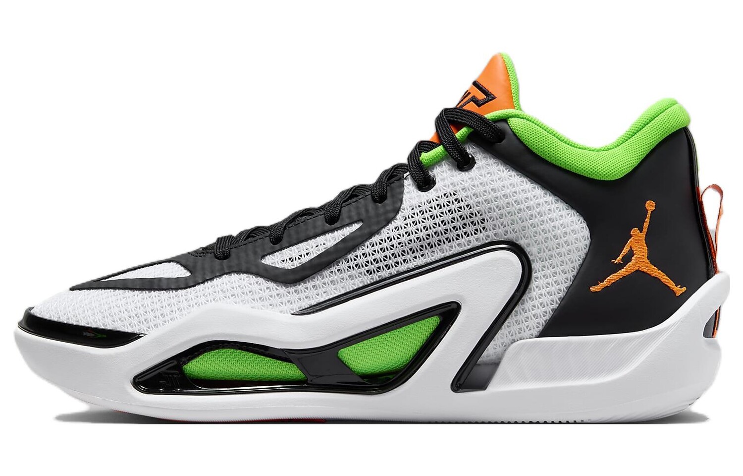 Мужские баскетбольные кроссовки Jordan Tatum 1, цвет white/black/bright green/all orange 
Мужские баскетбольные кроссовки Jordan Tatum 1, цвет white/black/bright green/all orange