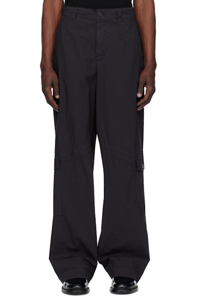 Темно-синие свободные перекрашенные брюки-карго Dries Van Noten
Темно-синие свободные перекрашенные брюки-карго Dries Van Noten