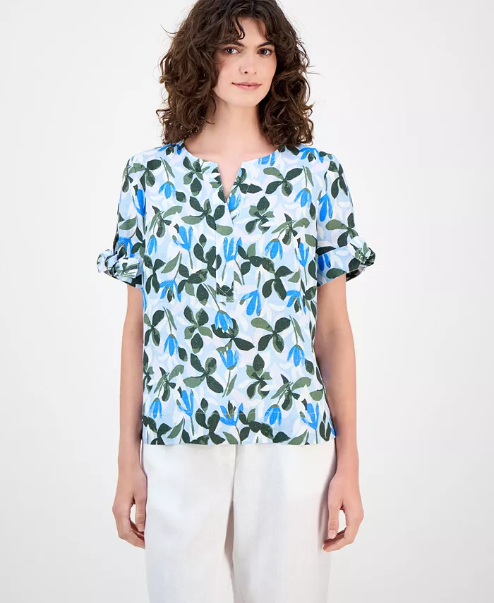 Женский топ из 100% льна с цветочным принтом и завязками на рукавах Charter Club, синий
Женский топ из 100% льна с цветочным принтом и завязками на рукавах Charter Club, синий