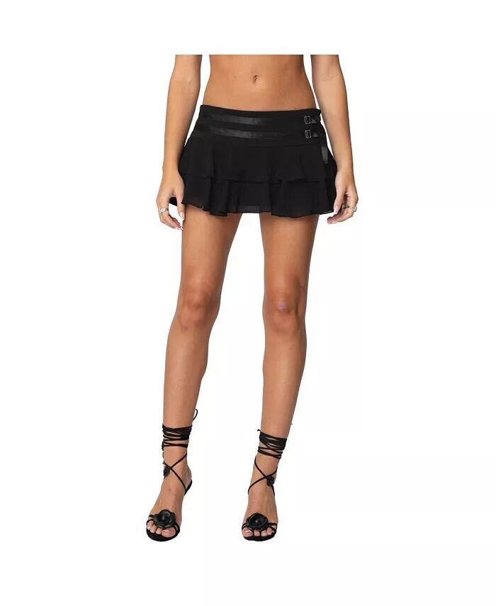 Женская мини-юбка из шифона с двойным поясом и оборками Edikted, черный
Женская мини-юбка из шифона с двойным поясом и оборками Edikted, черный