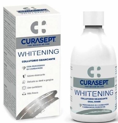 Отбеливающий ополаскиватель для рта 300 мл Curasept
Отбеливающий ополаскиватель для рта 300 мл Curasept