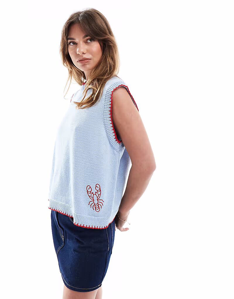 Трикотажная майка с вышивкой ASOS DESIGN светло-голубого цвета
Трикотажная майка с вышивкой ASOS DESIGN светло-голубого цвета