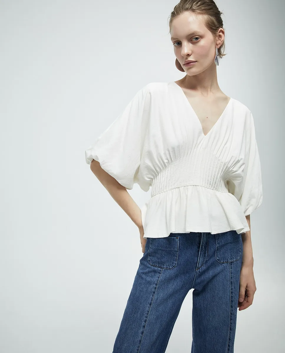 Блузка с ластовицами на талии Sfera, белый
Блузка с ластовицами на талии Sfera, белый