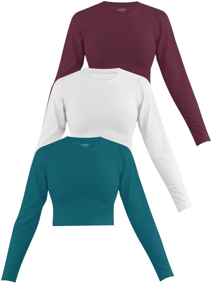 Лонгслив Janice 3 x Damen crop Langarmshirt hochgeschlossen Noia, цвет Petrol/Weiß/Burgund
Лонгслив Janice 3 x Damen crop Langarmshirt hochgeschlossen Noia, цвет Petrol/Weiß/Burgund
