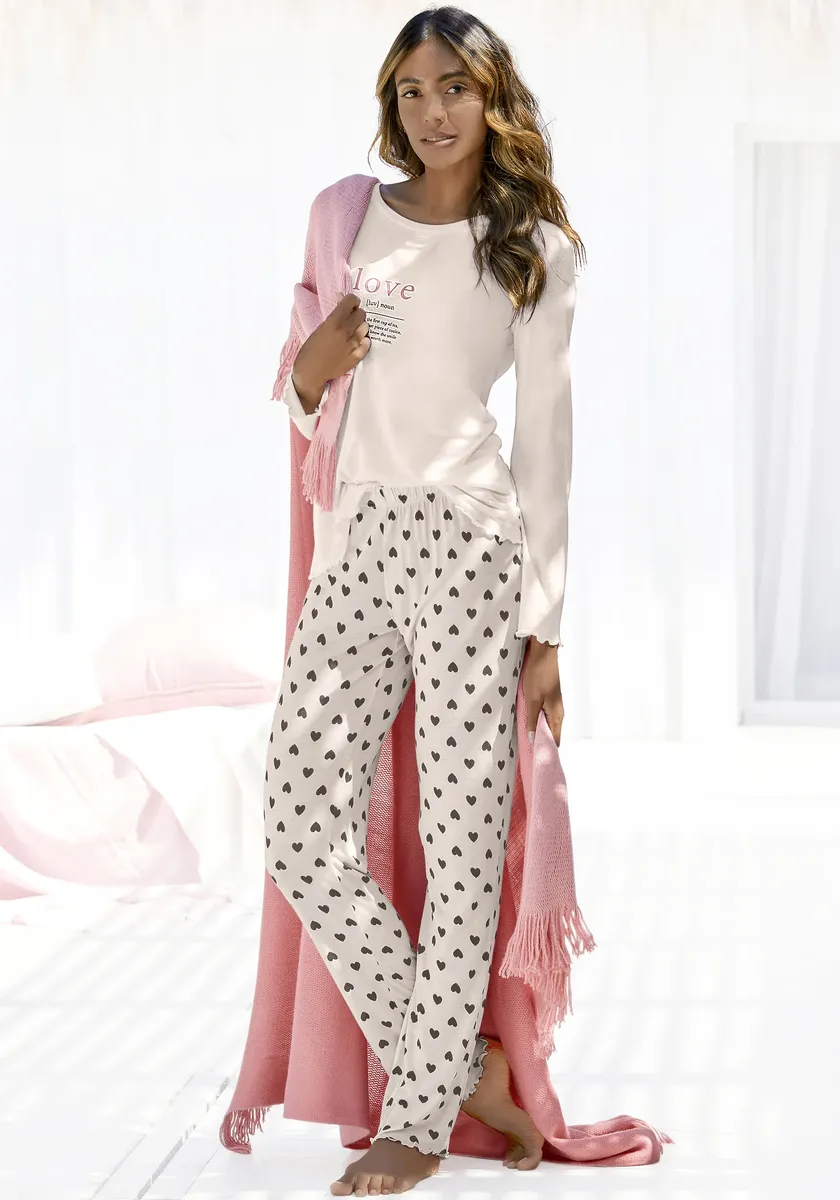 Пижама Vivance Dreams (2 шт.) с женственным принтом, розовый 
Пижама Vivance Dreams (2 шт.) с женственным принтом, розовый