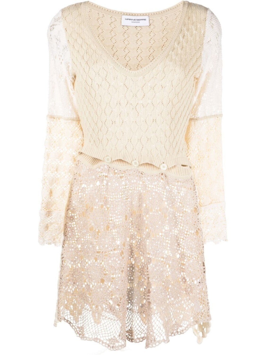 Marine Serre платье мини в технике кроше, нейтральный цвет 
Marine Serre платье мини в технике кроше, нейтральный цвет