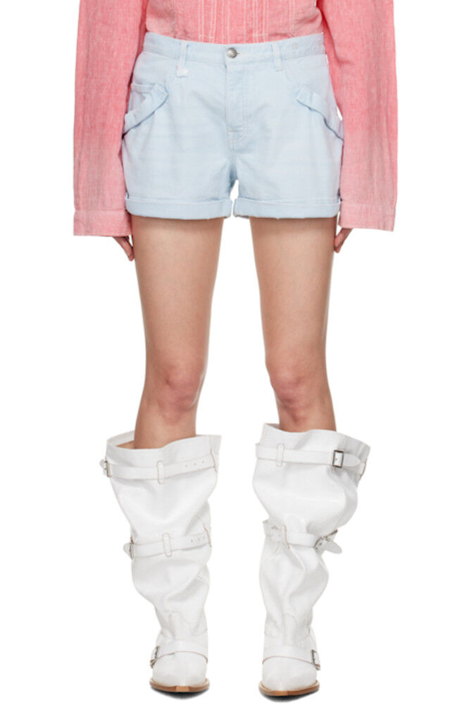 Синие джинсовые шорты с карманами-кенгуру R13
Синие джинсовые шорты с карманами-кенгуру R13