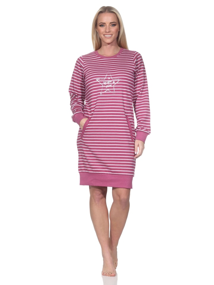 Ночная рубашка из интерлока с длинными рукавами, манжетами и узором в виде звезд ягодного цвета. NORMANN
Ночная рубашка из интерлока с длинными рукавами, манжетами и узором в виде звезд ягодного цвета. NORMANN