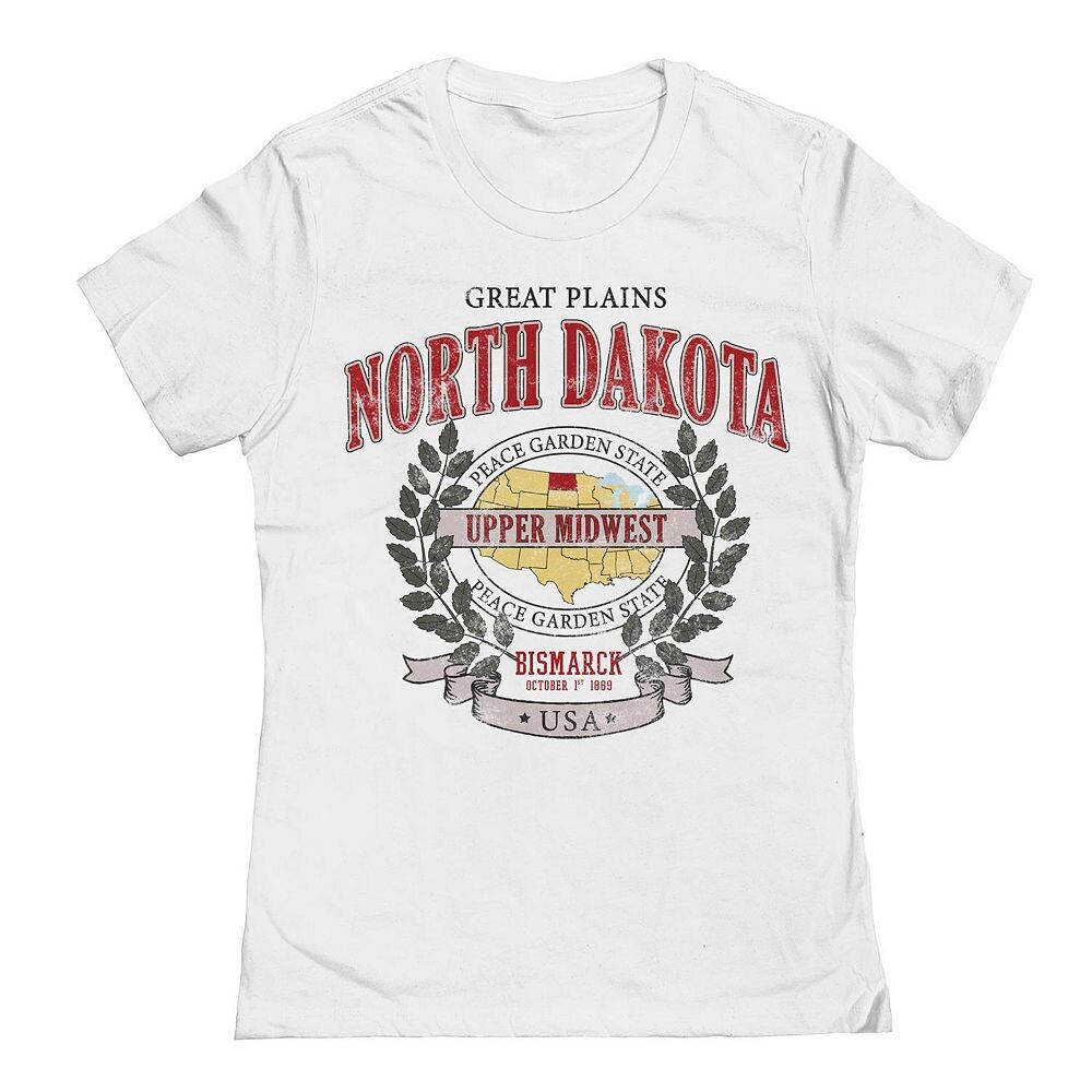 Юниорская/женская футболка с рисунком штата Северная Дакота, белый
Юниорская/женская футболка с рисунком штата Северная Дакота, белый