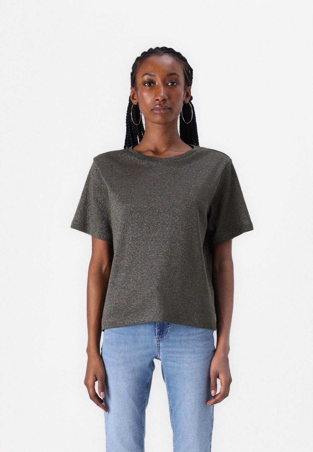 Базовая футболка ONLSILVERY O NECK ONLY, хаки 
Базовая футболка ONLSILVERY O NECK ONLY, хаки