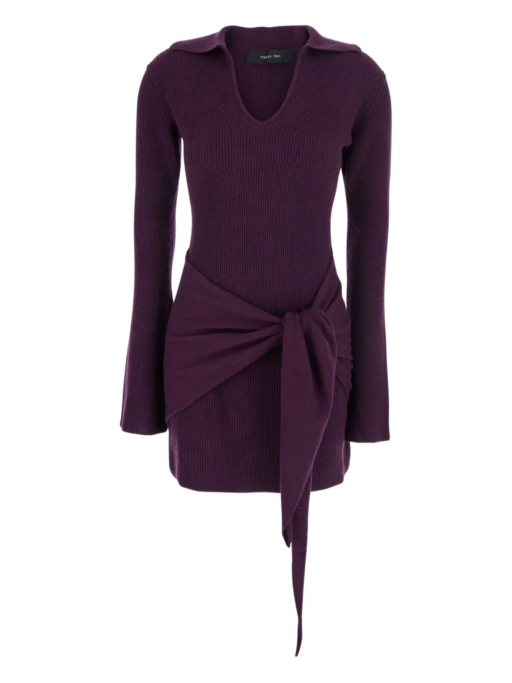 Платье в рубчик с завязками спереди Federica Tosi, фиолетовый 
Платье в рубчик с завязками спереди Federica Tosi, фиолетовый