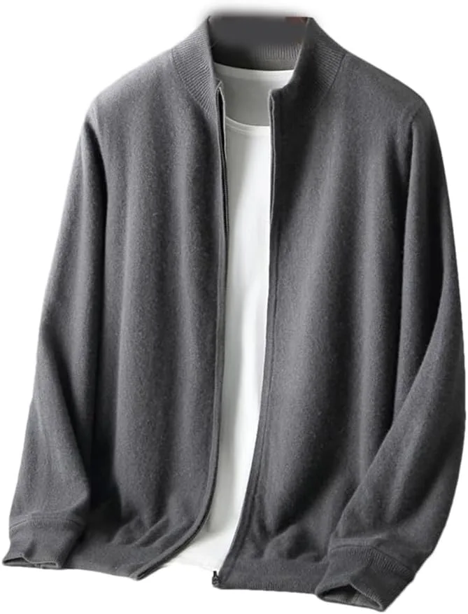 Мужской кардиган из 100% мериносовой шерсти с молнией и воротником-стойкой
Мужской кардиган из 100% мериносовой шерсти с молнией и воротником-стойкой