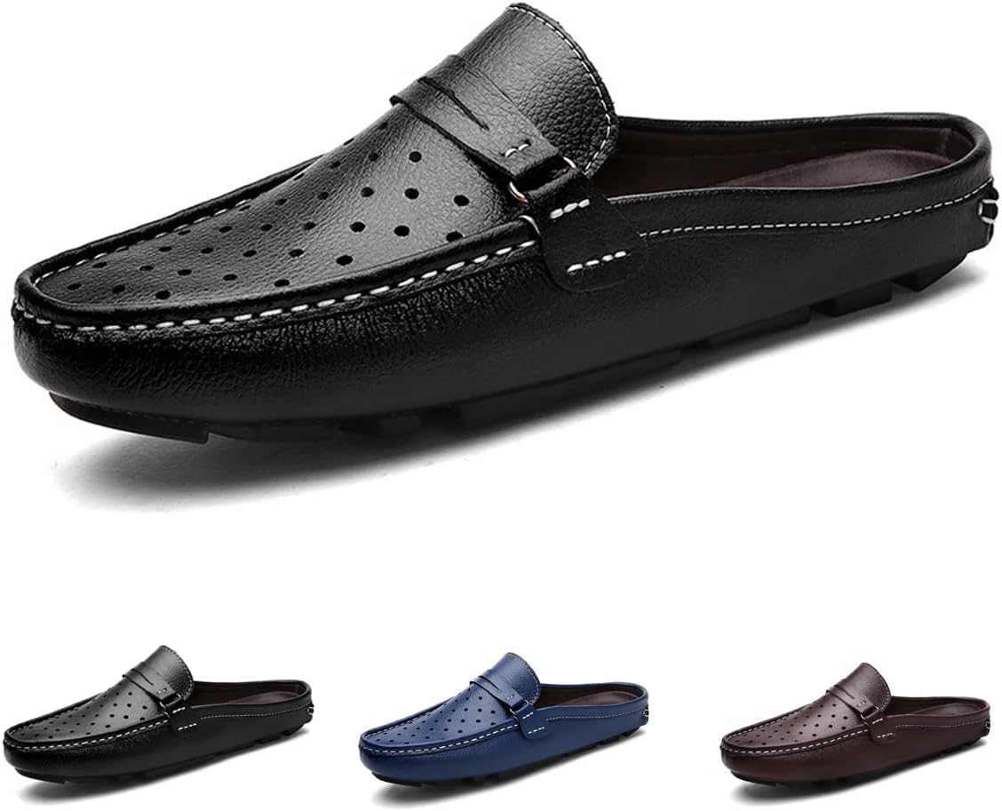 Мужские кожаные сандалии Hopomart для официального и повседневного ношения с открытой пяткой, дышащей перфорированной кожей, без шнуровки, с нескользящей подошвой, черный
Мужские кожаные сандалии Hopomart для официального и повседневного ношения с открытой пяткой, дышащей перфорированной кожей, без шнуровки, с нескользящей подошвой, черный