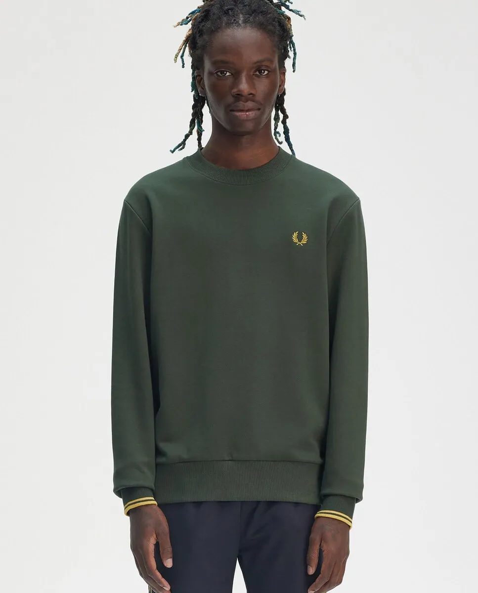 Мужской свитшот с круглым вырезом и отделкой в две полоски Fred Perry, темно-зеленый
Мужской свитшот с круглым вырезом и отделкой в две полоски Fred Perry, темно-зеленый