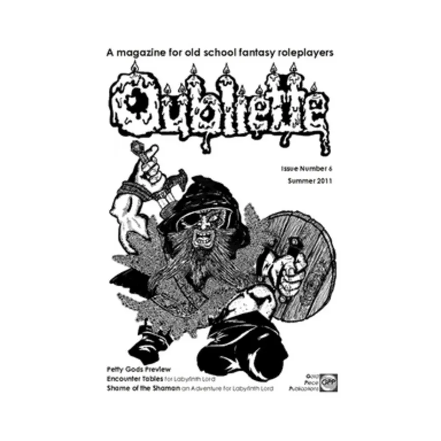 #6 "Shame of the Shaman Labyrinth Lord Adventure, An Adventurer's Guide to Plate Mail, Newland Campaign Setting Part I", Oubliette Magazine, мягкая обложка
#6 "Shame of the Shaman Labyrinth Lord Adventure, An Adventurer's Guide to Plate Mail, Newland Campaign Setting Part I", Oubliette Magazine, мягкая обложка