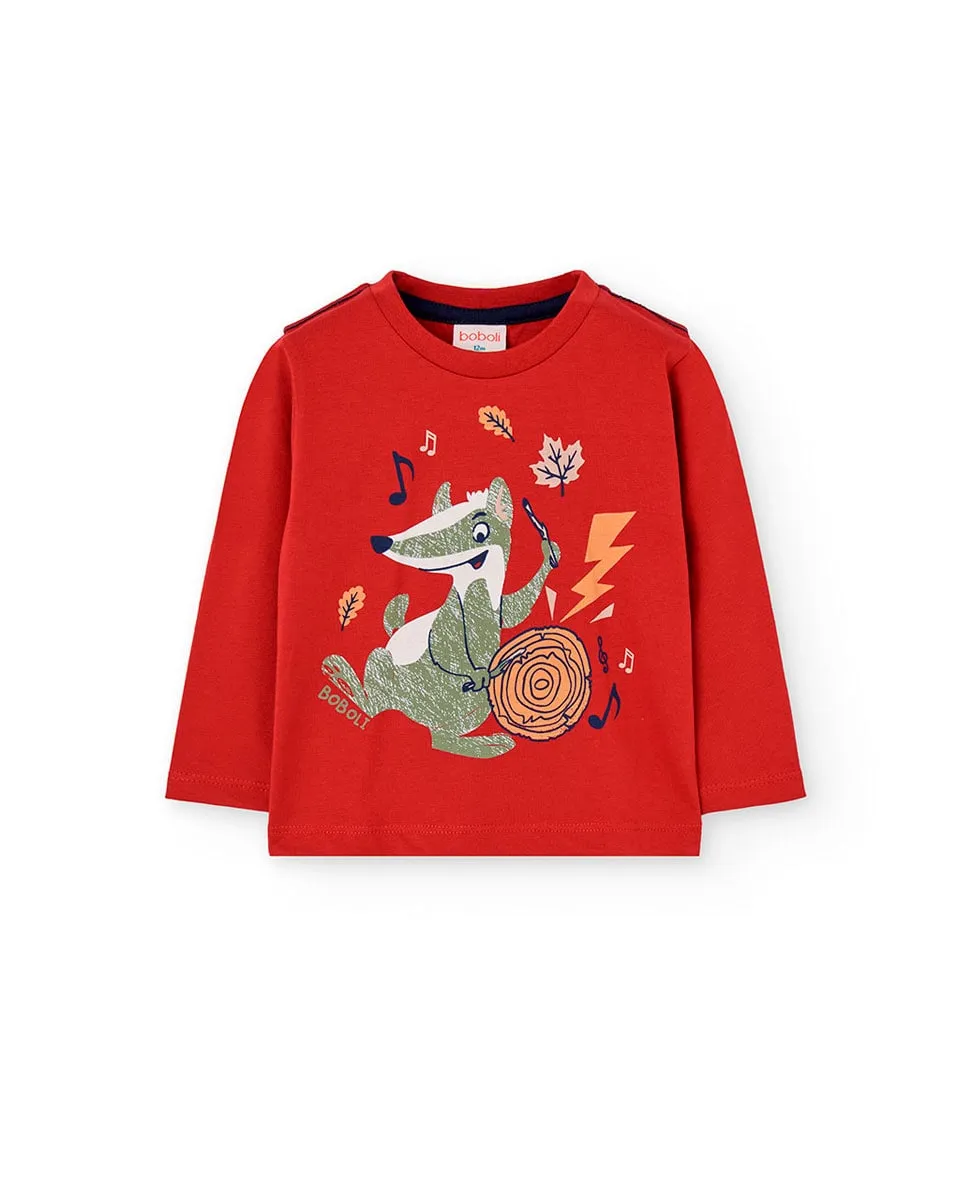 Детская футболка с рисунком спереди и длинным рукавом Boboli, красный
Детская футболка с рисунком спереди и длинным рукавом Boboli, красный