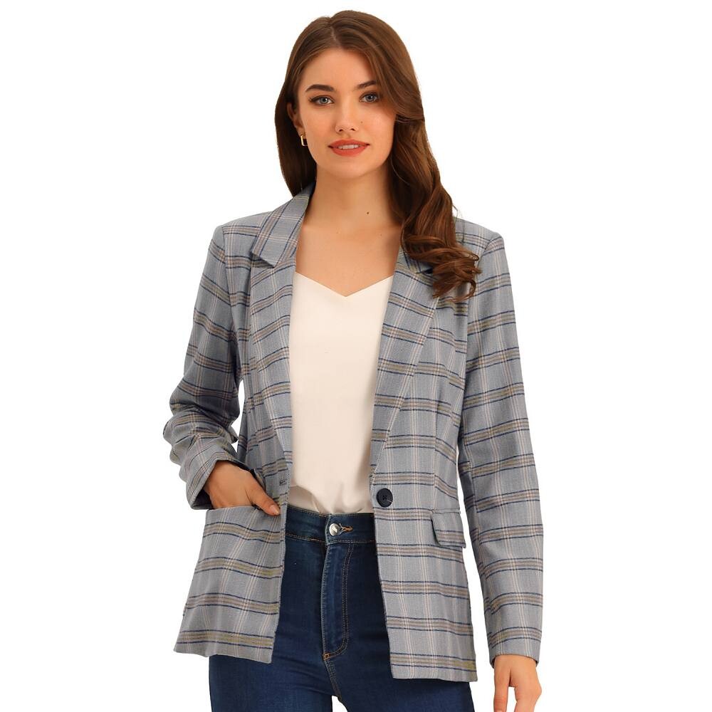 Женский блейзер с узором «гусиные лапки» длиной до бедра на одной пуговице с зубчатыми лацканами ALLEGRA K, цвет Grey Blue, Серый, Женский блейзер с узором «гусиные лапки» длиной до бедра на одной пуговице с зубчатыми лацканами ALLEGRA K, цвет Grey Blue
Женский блейзер с узором «гусиные лапки» длиной до бедра на одной пуговице с зубчатыми лацканами ALLEGRA K, цвет Grey Blue, Серый, Женский блейзер с узором «гусиные лапки» длиной до бедра на одной пуговице с зубчатыми лацканами ALLEGRA K, цвет Grey Blue