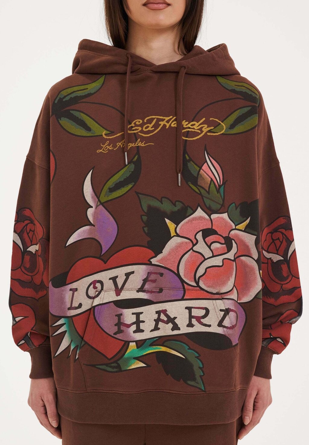 Толстовка с капюшоном LOVE HARD GRAPHIC Ed Hardy, коричневый 
Толстовка с капюшоном LOVE HARD GRAPHIC Ed Hardy, коричневый