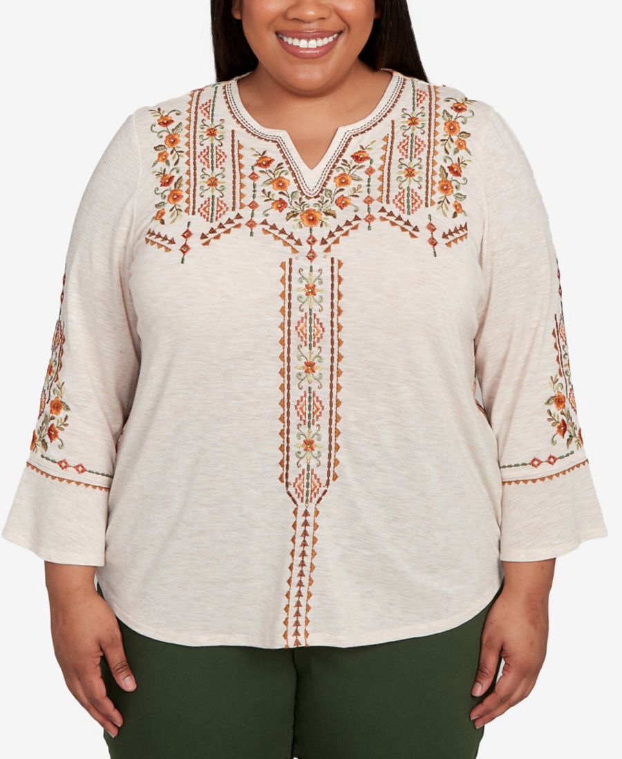 Топ большого размера Mount Laurel с геометрическим цветочным узором и вышивкой Alfred Dunner, Oatmeal
Топ большого размера Mount Laurel с геометрическим цветочным узором и вышивкой Alfred Dunner, Oatmeal
