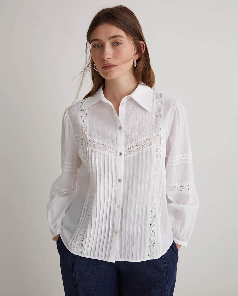Женская блузка с длинным рукавом с кружевной отделкой и воротником-рубашкой Yerse, белый
Женская блузка с длинным рукавом с кружевной отделкой и воротником-рубашкой Yerse, белый