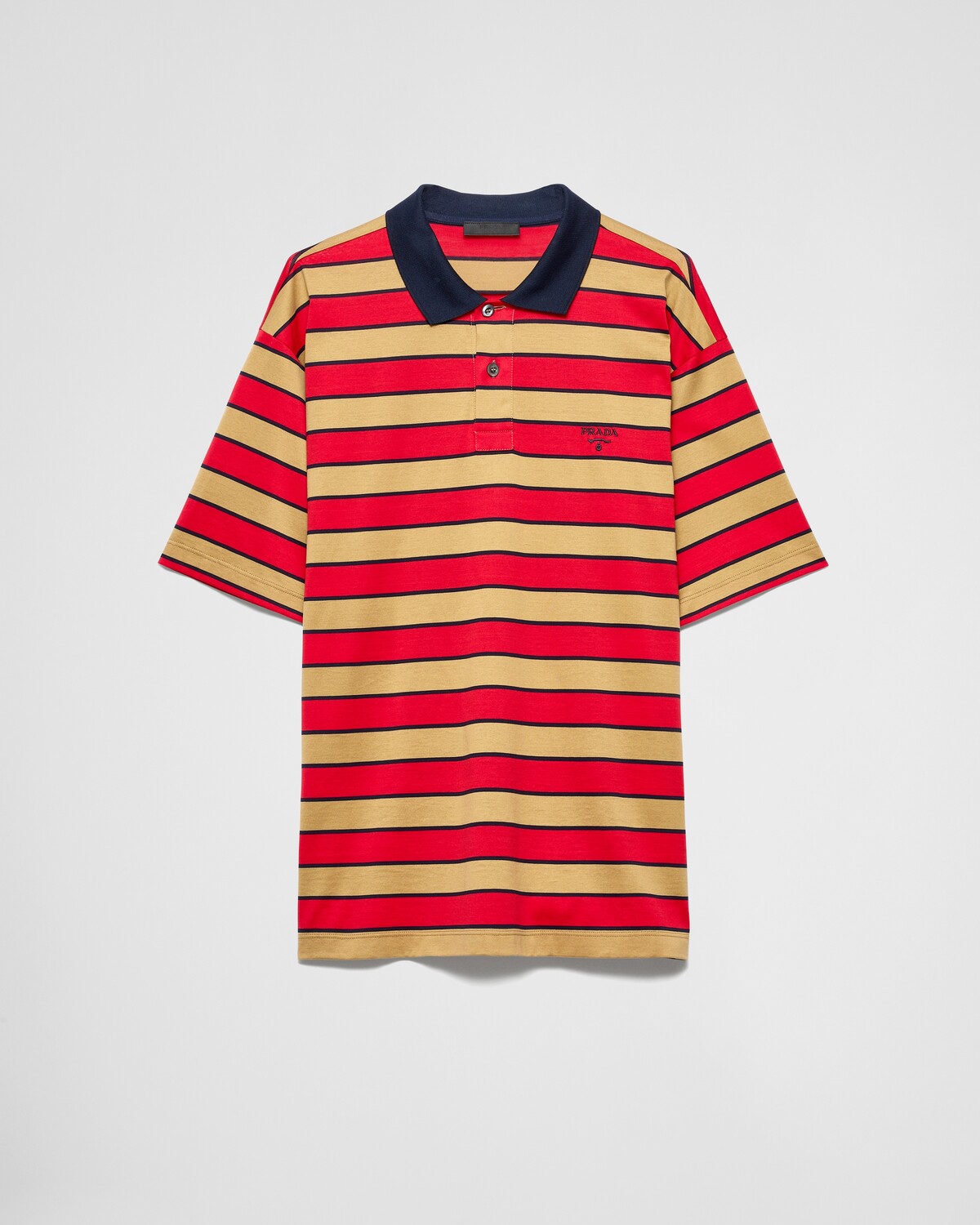 Хлопковая рубашка-поло Prada, кэмел/красный
Хлопковая рубашка-поло Prada, кэмел/красный