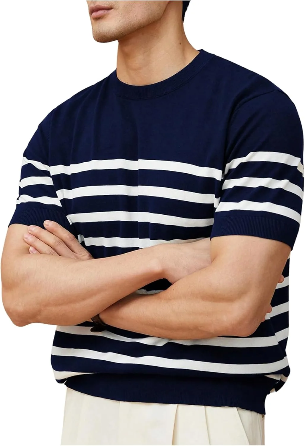 Мужской свитер с полосками и цветными блоками, короткий рукав, круглый вырез VIPWOLF
Мужской свитер с полосками и цветными блоками, короткий рукав, круглый вырез VIPWOLF