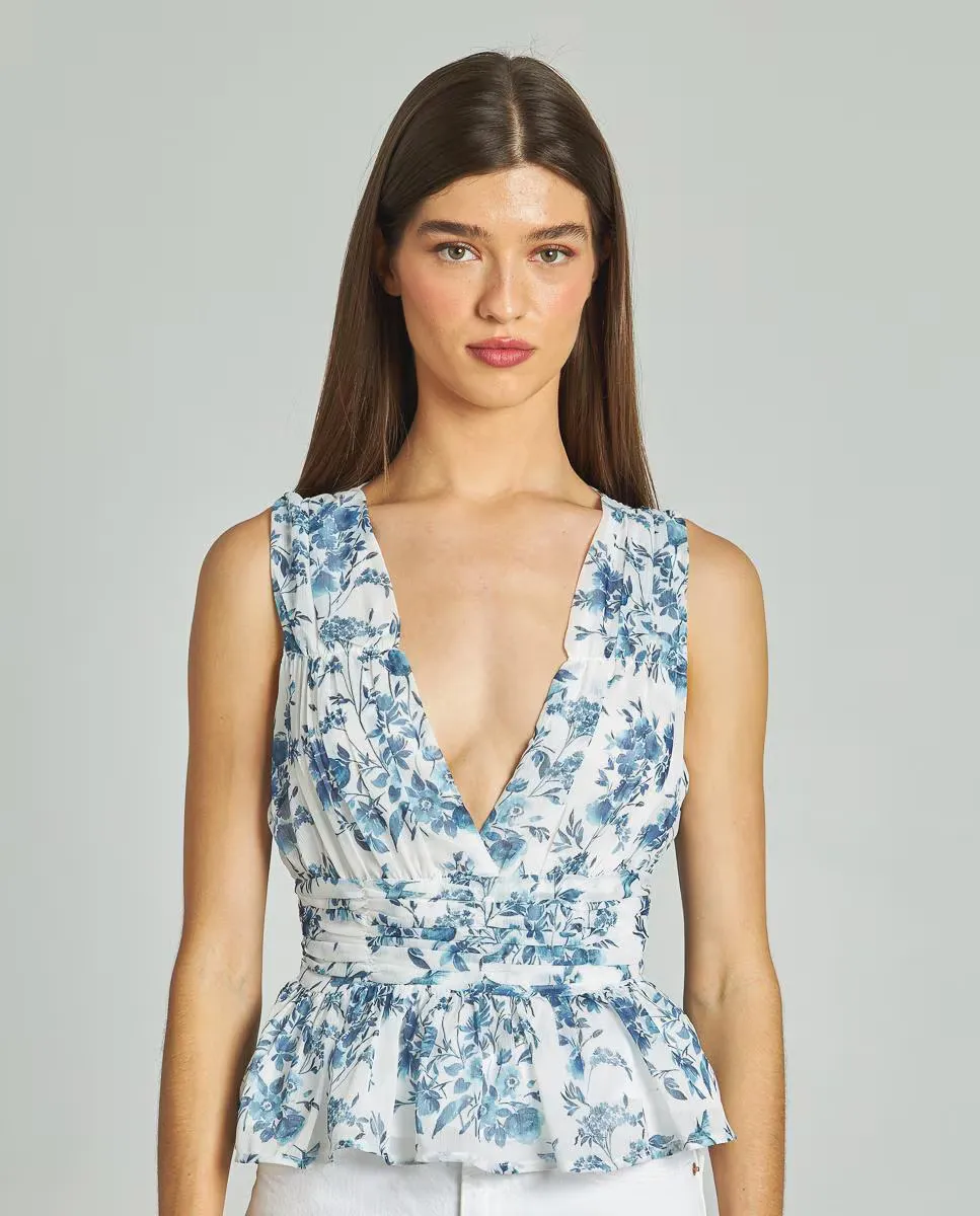 Женская блузка свободного кроя с принтом, рюшами и V-образным вырезом Alma en Pena, синий
Женская блузка свободного кроя с принтом, рюшами и V-образным вырезом Alma en Pena, синий