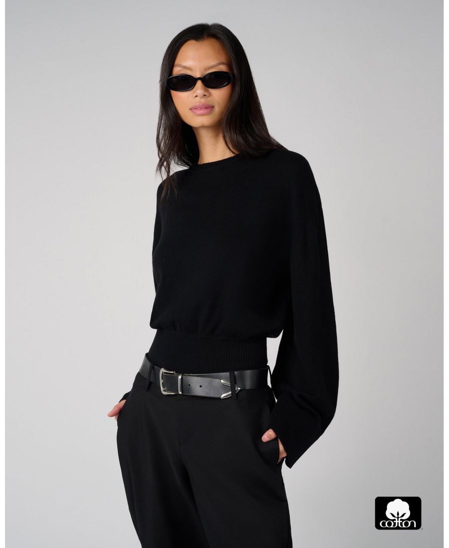 Женский свитер с круглым вырезом и объемным верхом WeWoreWhat, Black
Женский свитер с круглым вырезом и объемным верхом WeWoreWhat, Black