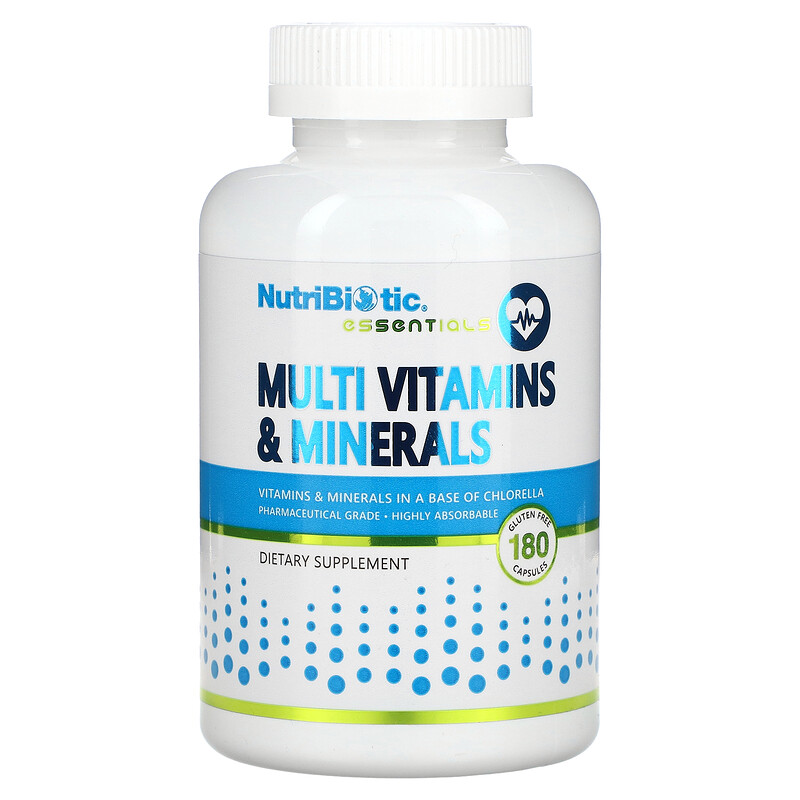 NutriBiotic, Essentials, мультивитамины и минералы, 180 капсул
NutriBiotic, Essentials, мультивитамины и минералы, 180 капсул