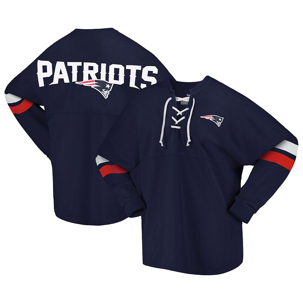 Женская футболка с логотипом Fanatics темно-синего цвета New England Patriots Spirit Джерси на шнуровке с v-образным вырезом и длинными рукавами, цвет Pat Navy
Женская футболка с логотипом Fanatics темно-синего цвета New England Patriots Spirit Джерси на шнуровке с v-образным вырезом и длинными рукавами, цвет Pat Navy