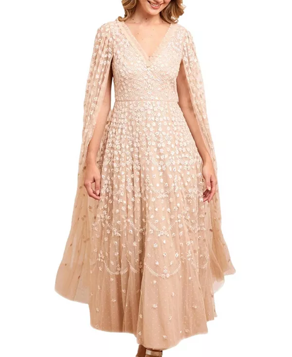 Платье-Кейп с рукавами-накидкой и длиной до щиколотки в стиле «Клевер» Needle & Thread, бежевый
Платье-Кейп с рукавами-накидкой и длиной до щиколотки в стиле «Клевер» Needle & Thread, бежевый