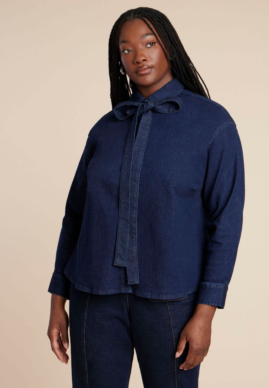 Джинсовый топ больших размеров для женщин с бантом ELOQUII, Dark wash
Джинсовый топ больших размеров для женщин с бантом ELOQUII, Dark wash