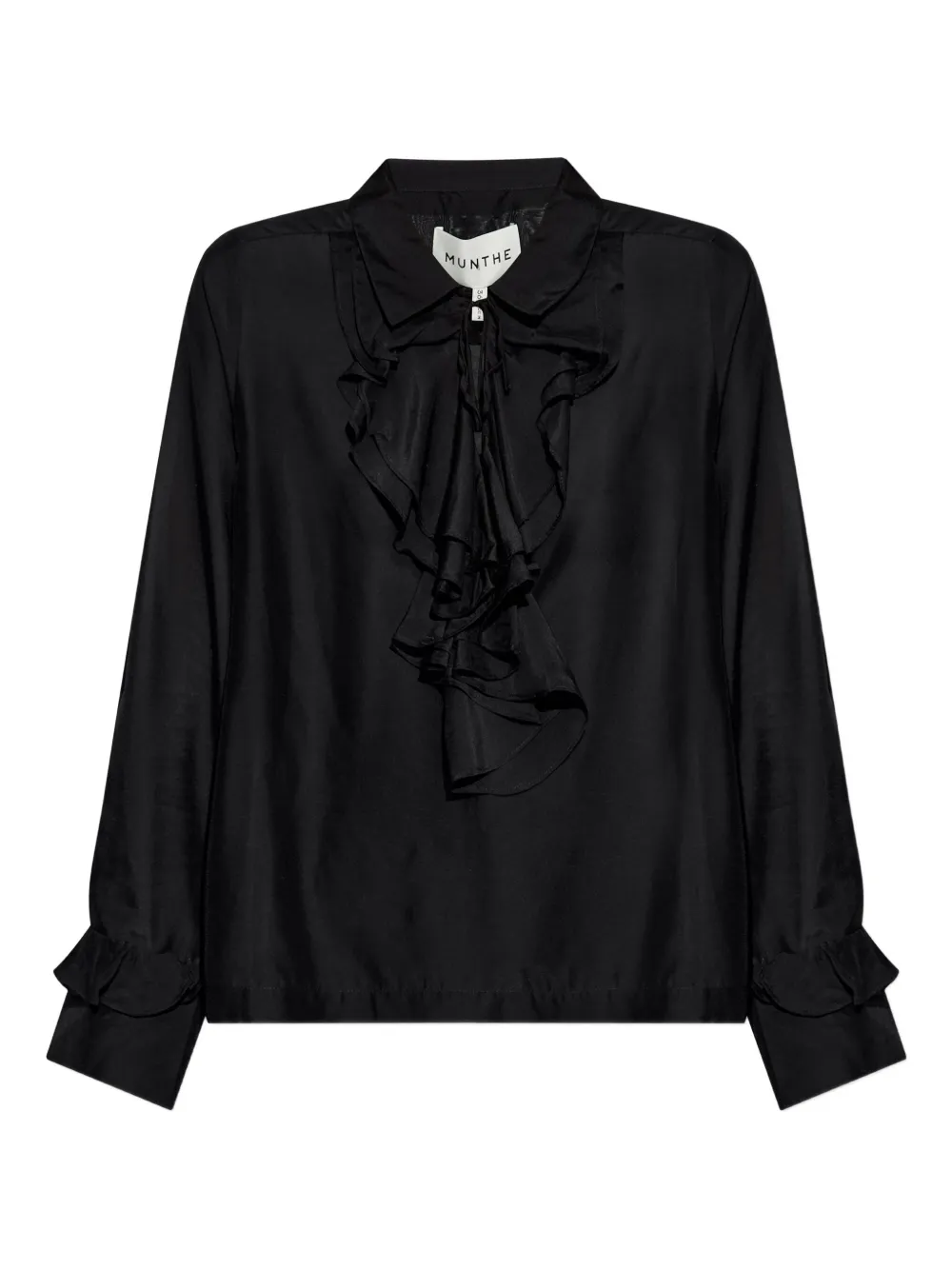 Блузка с оборками на манжетах MUNTHE, черный
Блузка с оборками на манжетах MUNTHE, черный