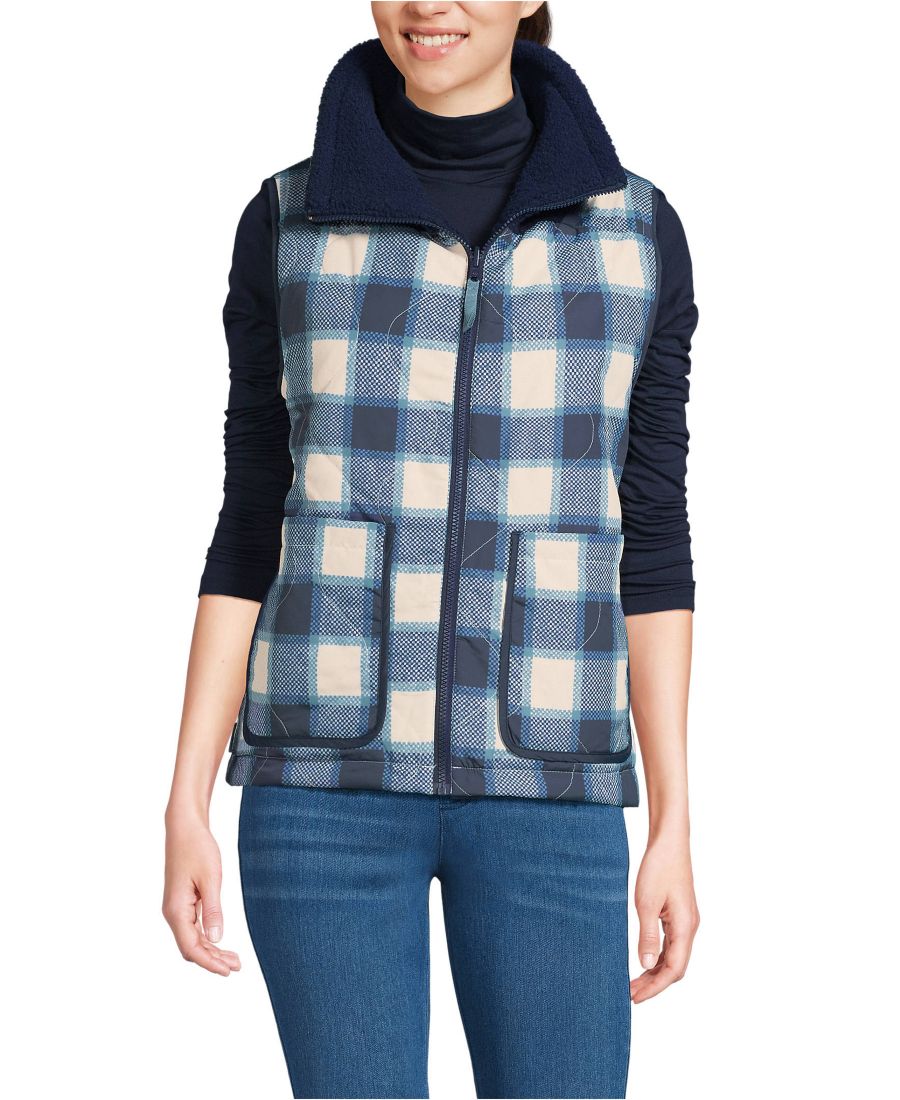 Женский двусторонний жилет из флиса с высоким ворсом, выполненный из комбинированных материалов Lands' End, Navy/navy check
Женский двусторонний жилет из флиса с высоким ворсом, выполненный из комбинированных материалов Lands' End, Navy/navy check