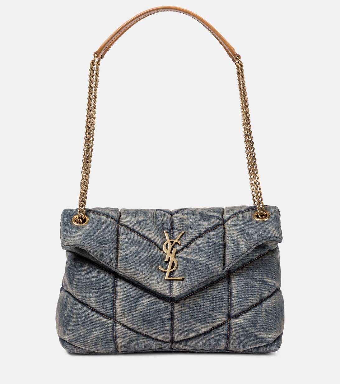 Маленькая джинсовая сумка через плечо Puffer Saint Laurent, синий
Маленькая джинсовая сумка через плечо Puffer Saint Laurent, синий