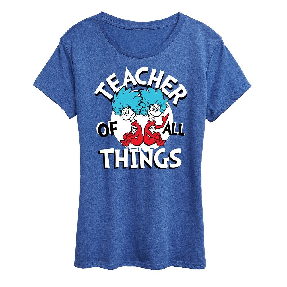 Женская футболка с рисунком Dr. Seuss Teacher Of All Things Licensed Character, цвет Heather Royal Blue
Женская футболка с рисунком Dr. Seuss Teacher Of All Things Licensed Character, цвет Heather Royal Blue