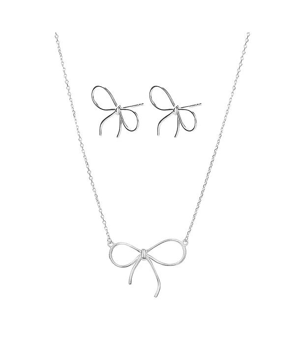 Комплект из колье и серег-гвоздиков Colette Chic Bow из стерлингового серебра 18 карат с позолотой Bearfruit Jewelry, silver
Комплект из колье и серег-гвоздиков Colette Chic Bow из стерлингового серебра 18 карат с позолотой Bearfruit Jewelry, silver