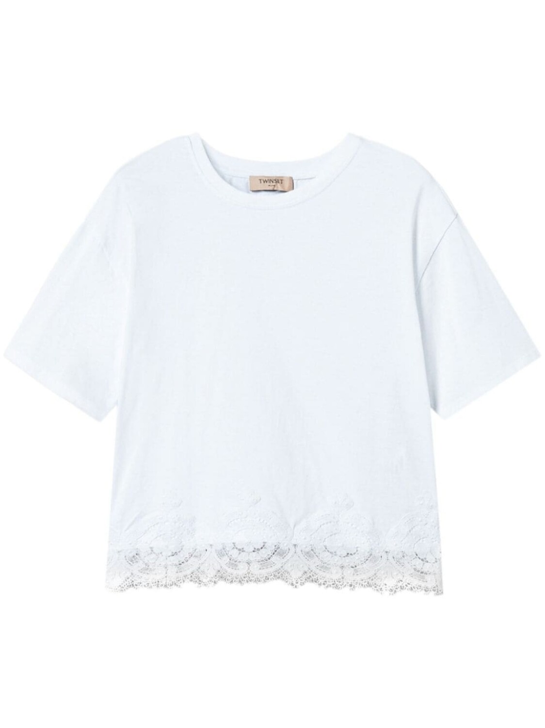 Укороченная футболка TWINSET с отделкой макраме, белый
Укороченная футболка TWINSET с отделкой макраме, белый