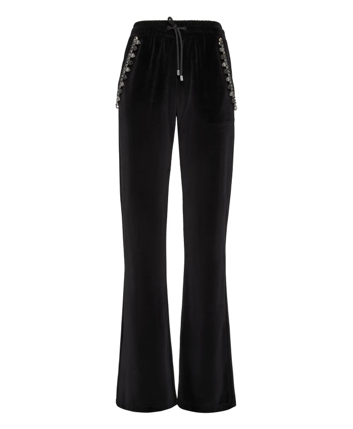 Бархатные спортивные брюки, цепочка с кристаллами Philipp Plein, черный
Бархатные спортивные брюки, цепочка с кристаллами Philipp Plein, черный