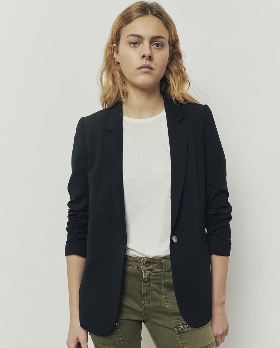 Женский пиджак с драпированным французским рукавом IKKS, черный
Женский пиджак с драпированным французским рукавом IKKS, черный