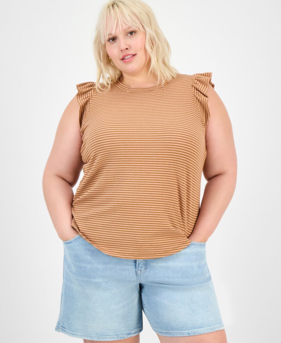 Женская трикотажная блузка в полоску с оборками и короткими рукавами, размеры PXS-3X Democracy, Sahara Sand
Женская трикотажная блузка в полоску с оборками и короткими рукавами, размеры PXS-3X Democracy, Sahara Sand