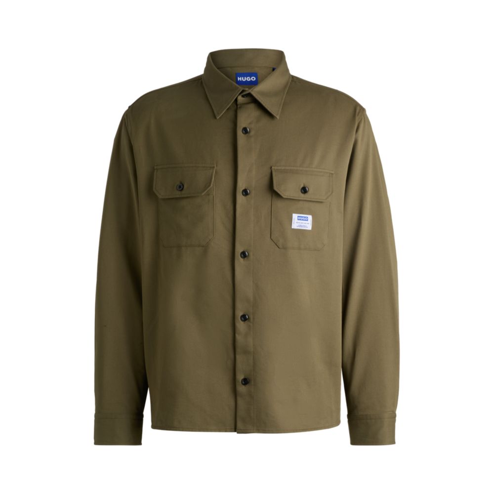 Рубашка из хлопчатобумажной саржи с логотипом HUGO, светло-зеленый
Рубашка из хлопчатобумажной саржи с логотипом HUGO, светло-зеленый